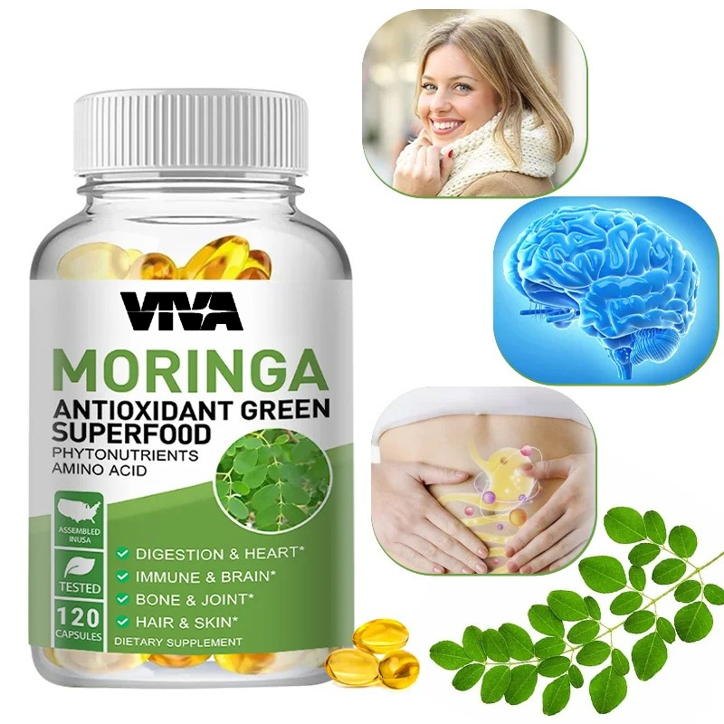 Moringa Leaf Powder - Cápsulas de Moringa de 1000 mg,