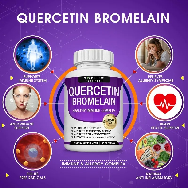 Wellness Quercetin - Cápsulas de Quercetina y Bromelina, Apoyo