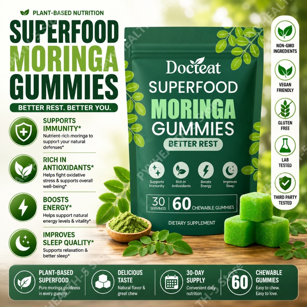 Moringa Leaf Powder - Gomitas de Moringa Docteat con B12,