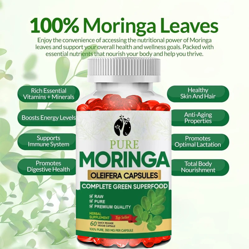 Cápsulas de Moringa -60 cápsul - Moringa Leaf Powder reseña y precio