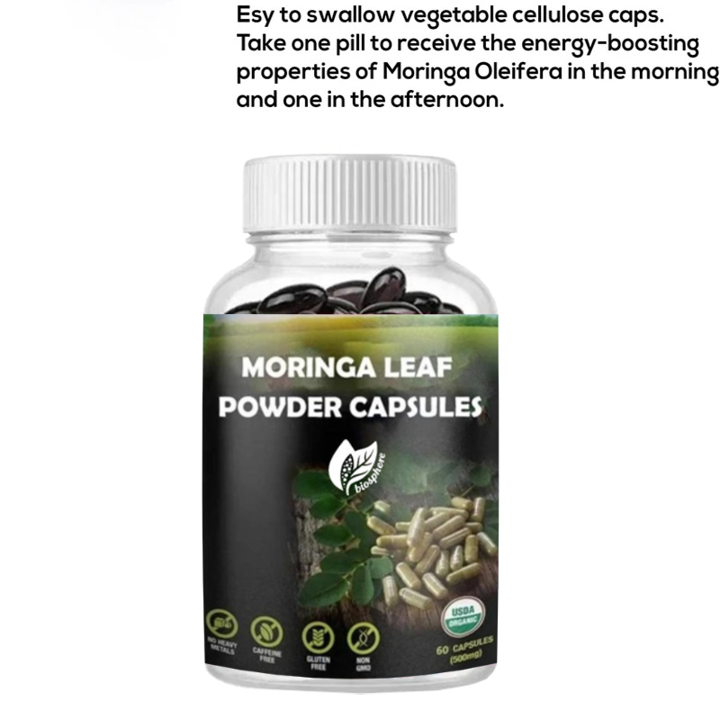 Cápsulas de Polvo de Hoja de M - Moringa Leaf Powder reseña y precio