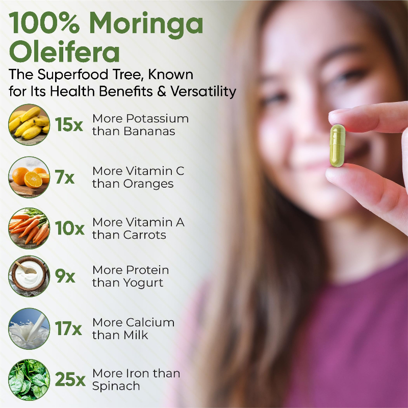 Cápsulas de Moringa naturales  - Moringa Leaf Powder reseña y precio