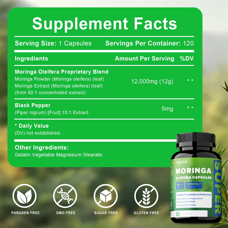 Cápsulas de Polvo de Hoja de M - Moringa Leaf Powder reseña y precio