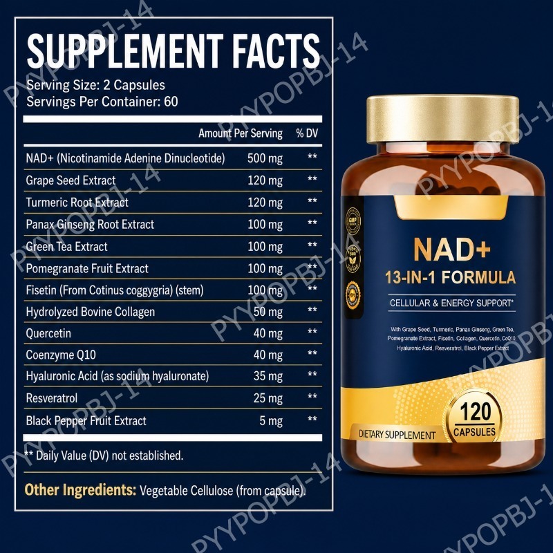 Cápsulas NAD+ 500mg 13 en 1 co - Wellness Quercetin reseña y precio