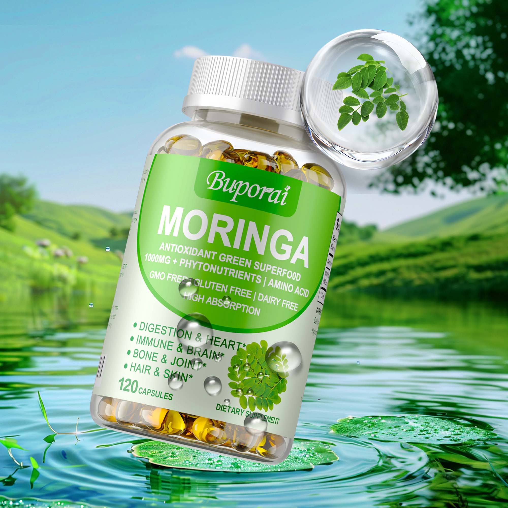 Cápsulas Moringa 1000 mg - Apo - Moringa Leaf Powder reseña y precio