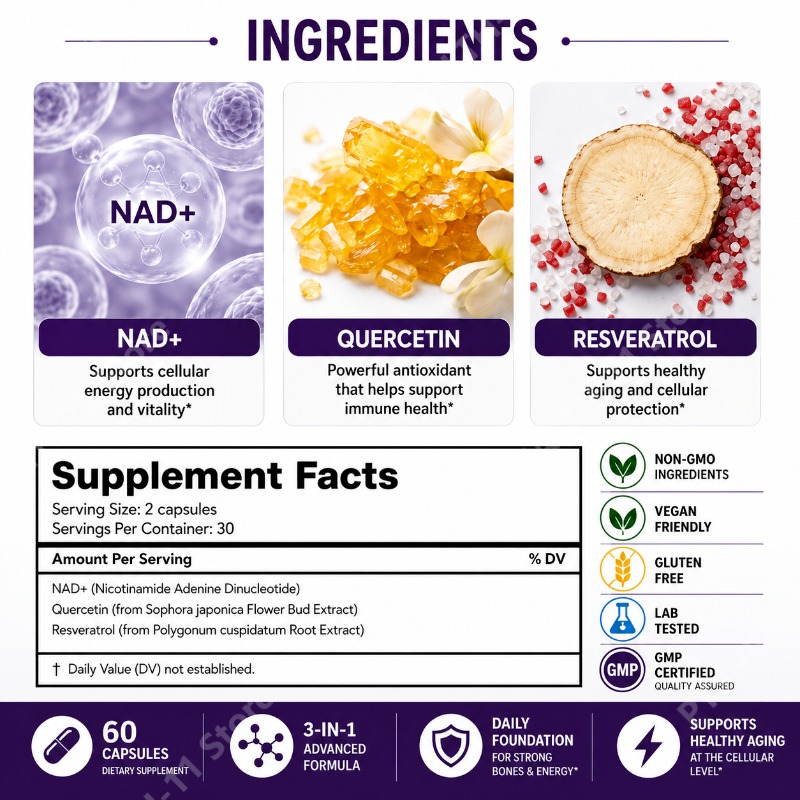 Cápsulas Docteat NAD+ con Resv - Wellness Quercetin reseña y precio